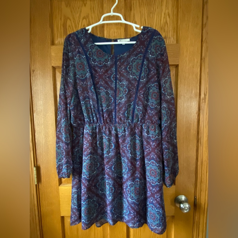 DR 2 Purple Patterned Polyester Mini Dress
